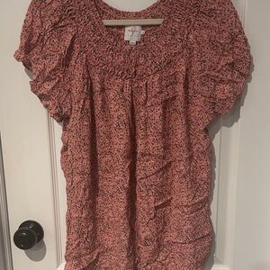 Maternity - pink floral print maternity blouse